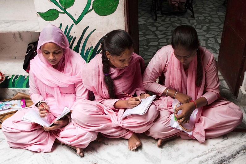 Women empowerment in India Girls studying in an educational program for women and young people in India.